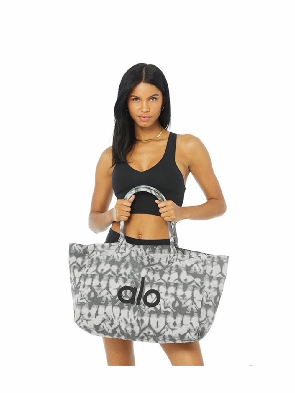 ALO Yoga Gray Tie-Dye Logo Tote